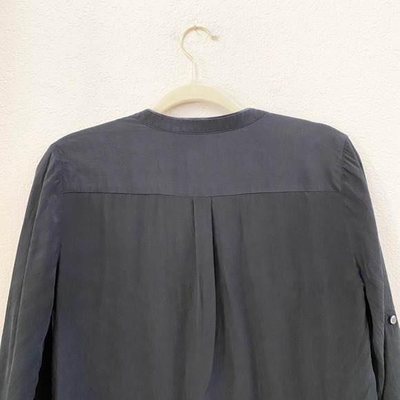 Banana Republic Silk Black Long Sleeve V-Neck Tunic Shirt Size S - Picture 7 of 11